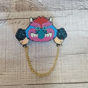 My Pet Monster Pin with Real Chain Fun Enamel Pin Metal Badge